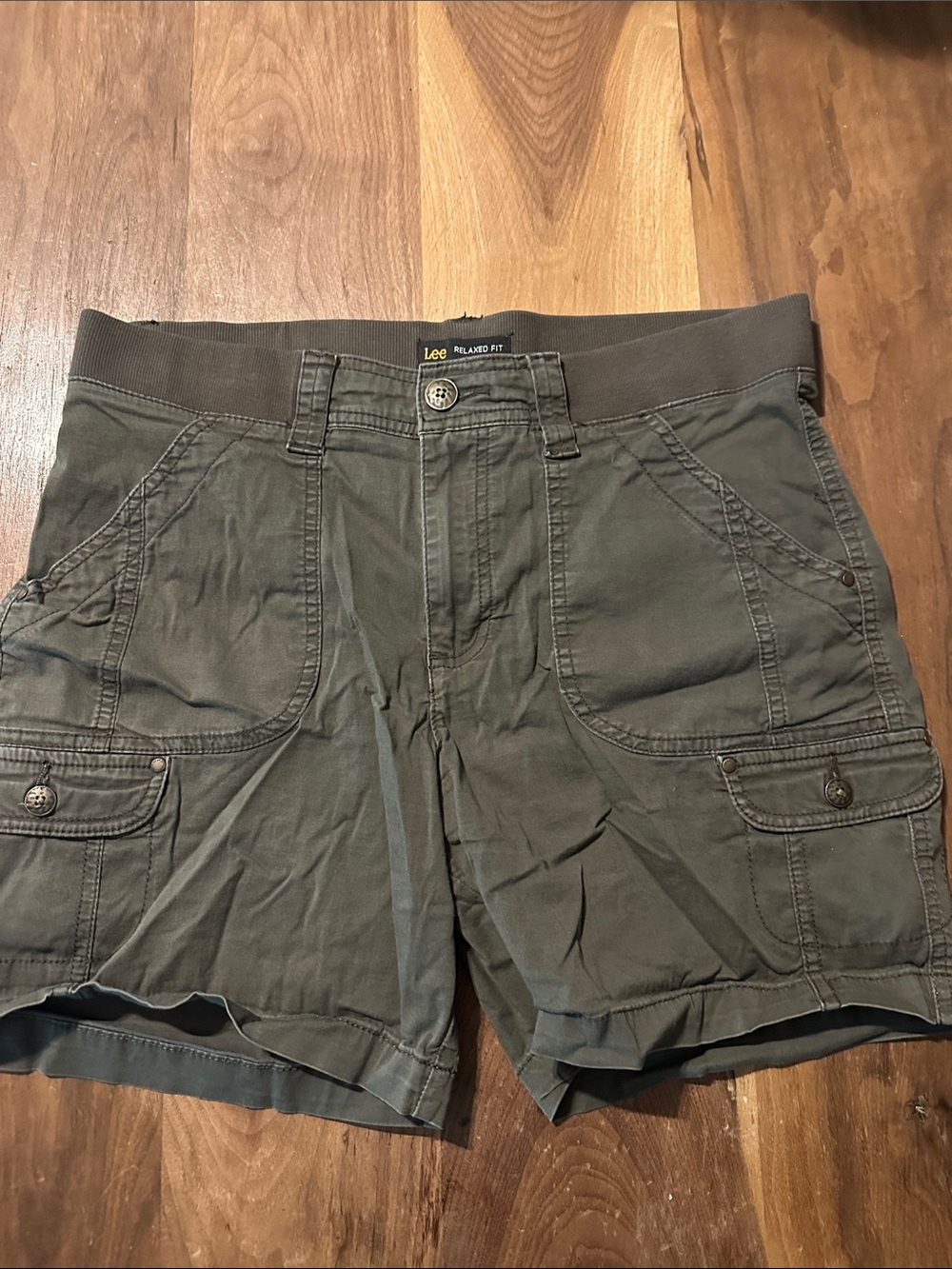 Lee Olive Green Women's Cargo Shorts with Elastic Waist Sz 10